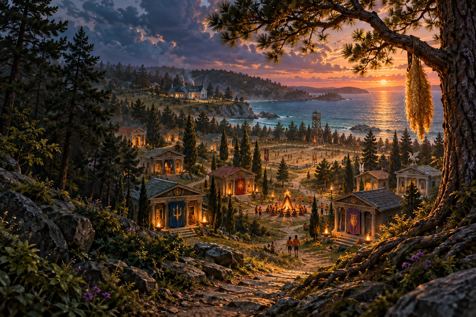 An original interpretation of Camp Half-Blood at sunset