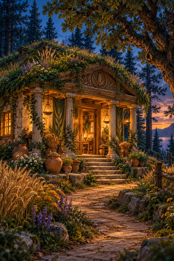 Ilustración original de la cabaña de Deméter
