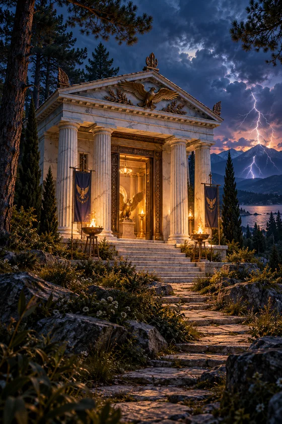 Ilustración original de la cabaña de Zeus